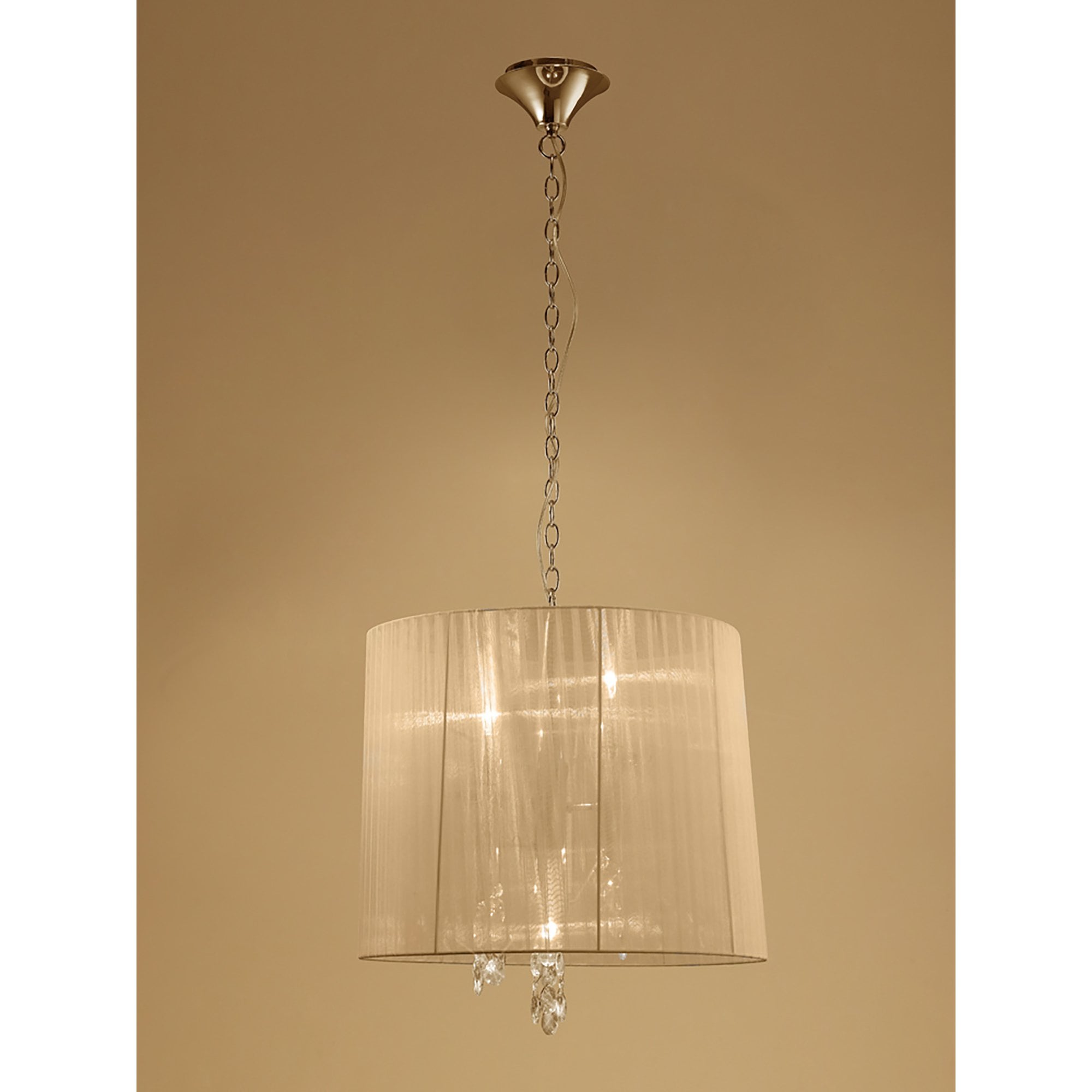 M3860FG/SBS Tiffany Pendant 3+3 Light E14+G9 French Gold Soft Bronze Shade & Clear Crystal