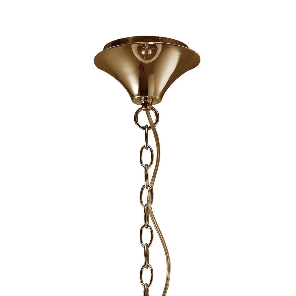 M3860FG/SBS Tiffany Pendant 3+3 Light E14+G9 French Gold Soft Bronze Shade & Clear Crystal