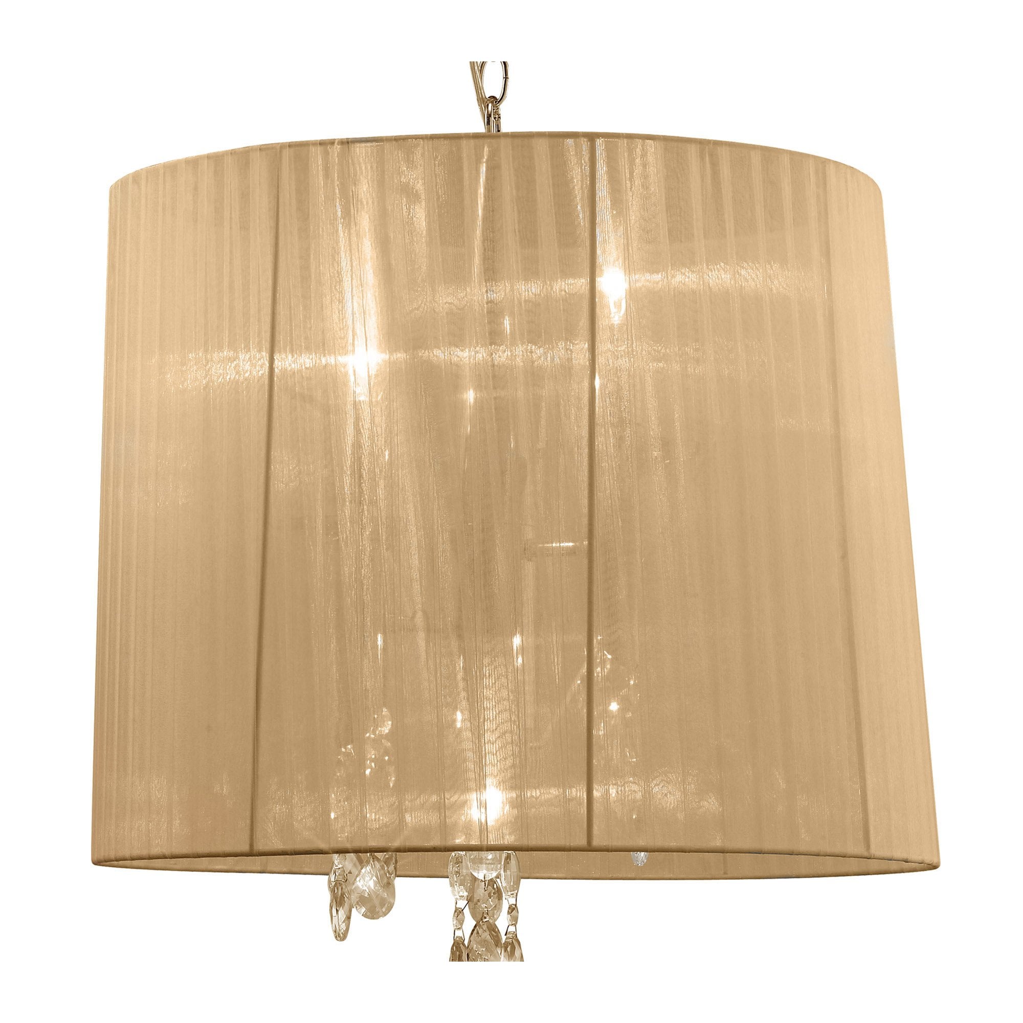 M3860FG/SBS Tiffany Pendant 3+3 Light E14+G9 French Gold Soft Bronze Shade & Clear Crystal