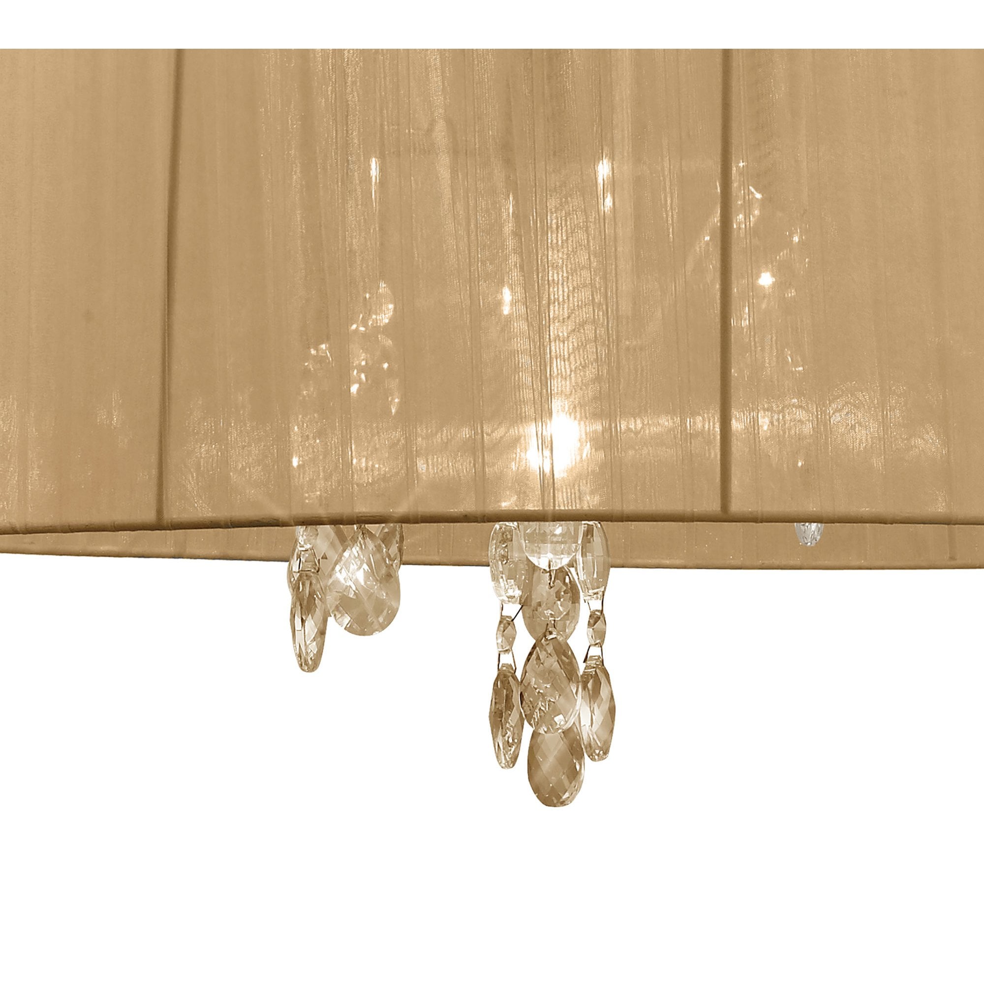 M3860FG/SBS Tiffany Pendant 3+3 Light E14+G9 French Gold Soft Bronze Shade & Clear Crystal