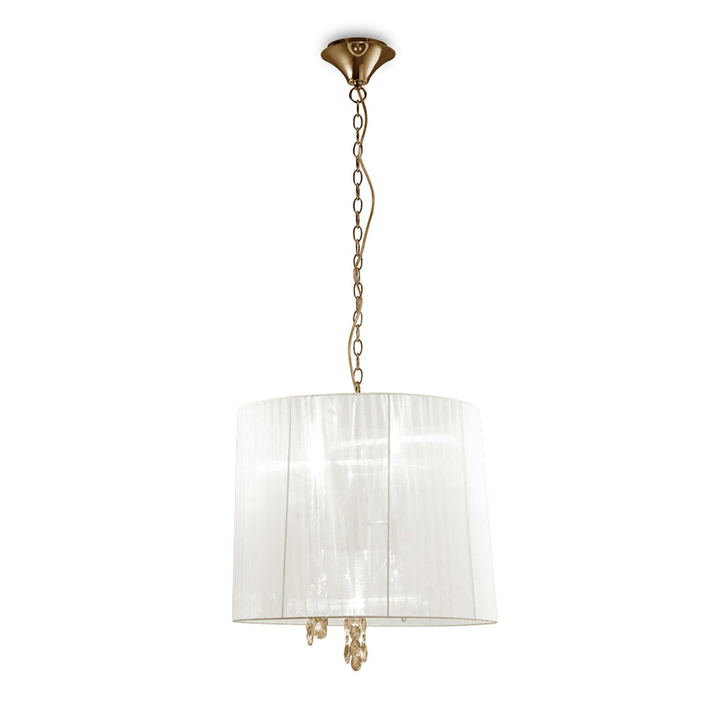 M3860FG/WS Tiffany Pendant 3+3 Light E14+G9 French Gold White Shade & Clear Crystal