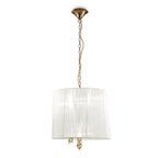 M3860FG/WS Tiffany Pendant 3+3 Light E14+G9 French Gold White Shade & Clear Crystal