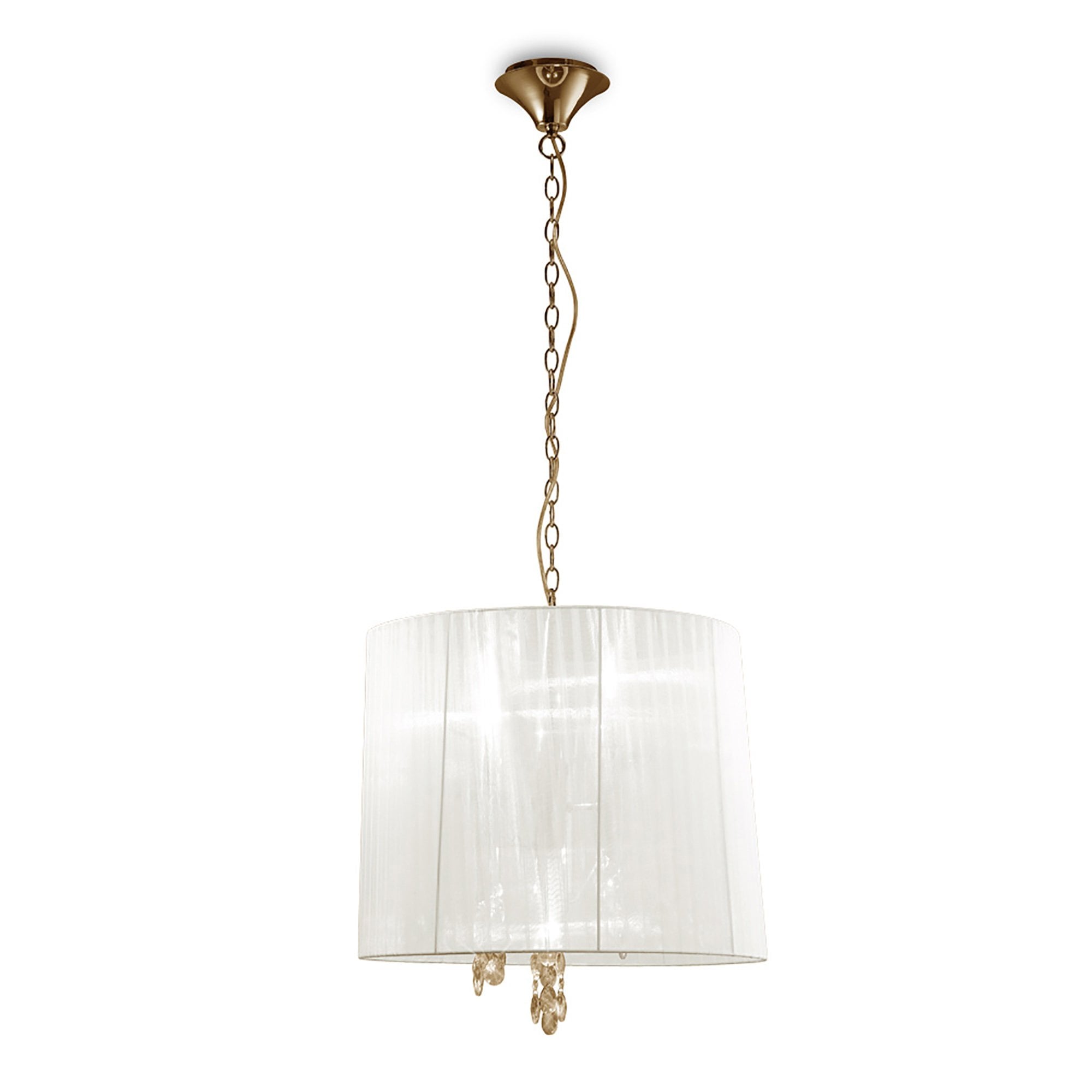 M3860FG/WS Tiffany Pendant 3+3 Light E14+G9 French Gold White Shade & Clear Crystal