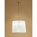 M3860FG/WS Tiffany Pendant 3+3 Light E14+G9 French Gold White Shade & Clear Crystal