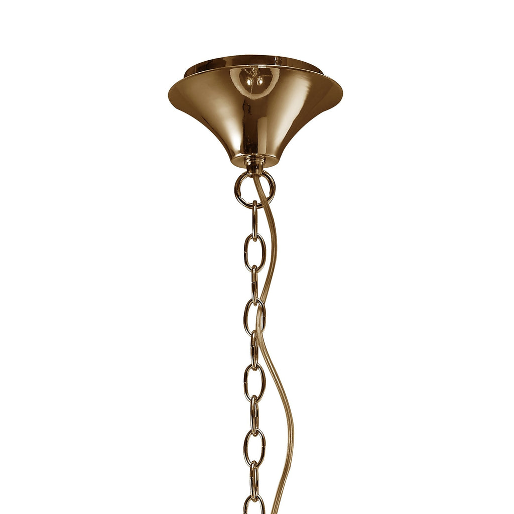M3860FG/WS Tiffany Pendant 3+3 Light E14+G9 French Gold White Shade & Clear Crystal