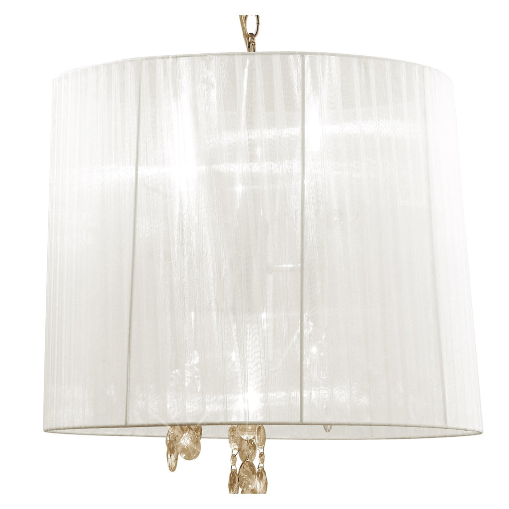 M3860FG/WS Tiffany Pendant 3+3 Light E14+G9 French Gold White Shade & Clear Crystal