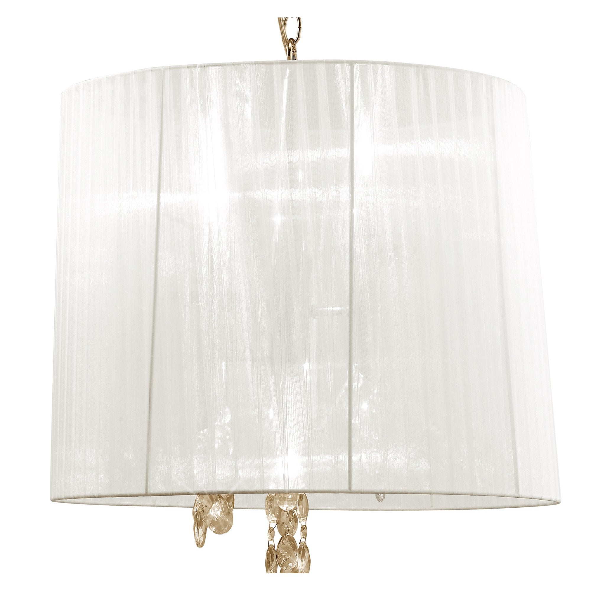 M3860FG/WS Tiffany Pendant 3+3 Light E14+G9 French Gold White Shade & Clear Crystal