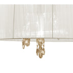 M3860FG/WS Tiffany Pendant 3+3 Light E14+G9 French Gold White Shade & Clear Crystal