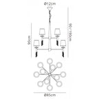 M3850/CS Tiffany Pendant 2 Tier 12+12 Light E14+G9 Polished Chrome Cream Shades & Clear Crystal