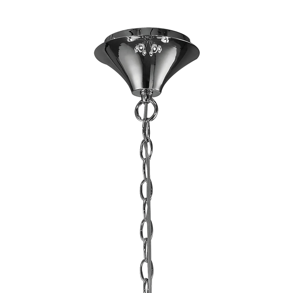 M3850/CS Tiffany Pendant 2 Tier 12+12 Light E14+G9 Polished Chrome Cream Shades & Clear Crystal