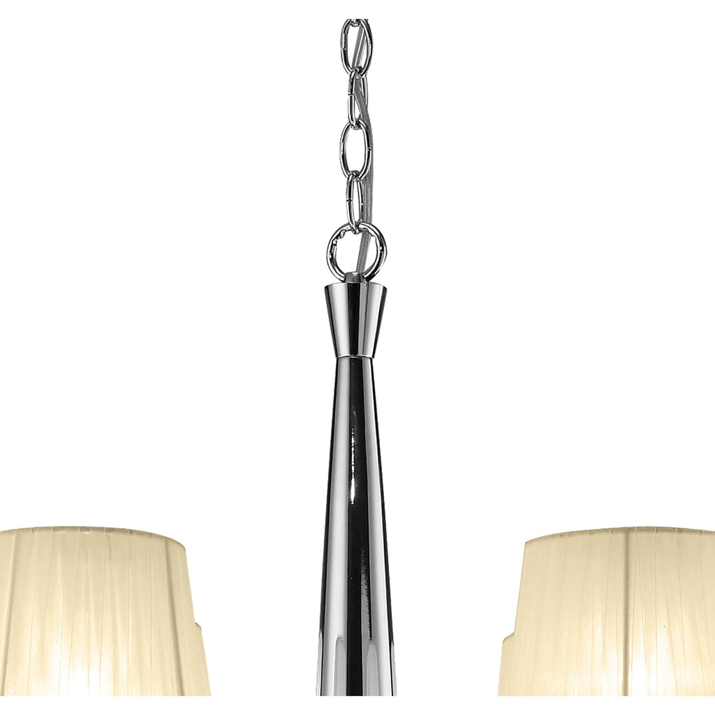 M3850/CS Tiffany Pendant 2 Tier 12+12 Light E14+G9 Polished Chrome Cream Shades & Clear Crystal