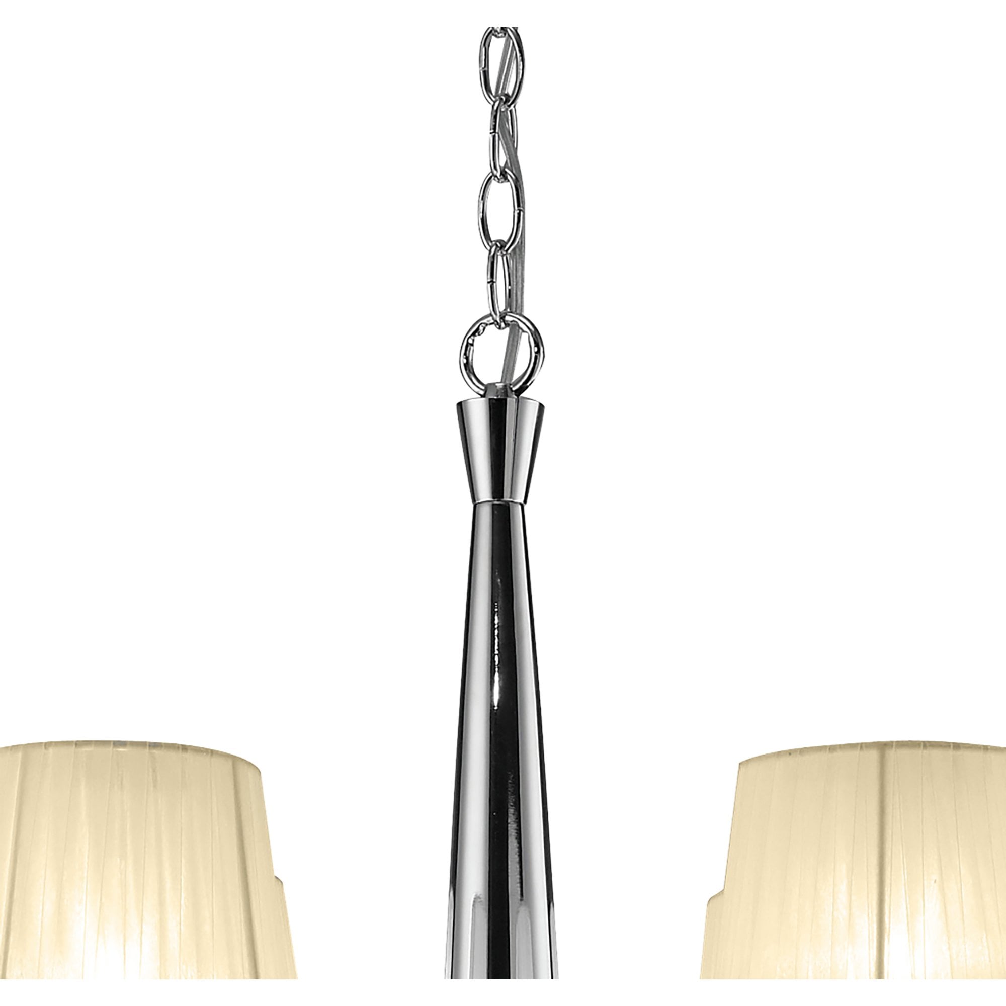 M3850/CS Tiffany Pendant 2 Tier 12+12 Light E14+G9 Polished Chrome Cream Shades & Clear Crystal