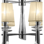 M3850/CS Tiffany Pendant 2 Tier 12+12 Light E14+G9 Polished Chrome Cream Shades & Clear Crystal
