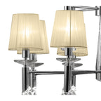 M3850/CS Tiffany Pendant 2 Tier 12+12 Light E14+G9 Polished Chrome Cream Shades & Clear Crystal