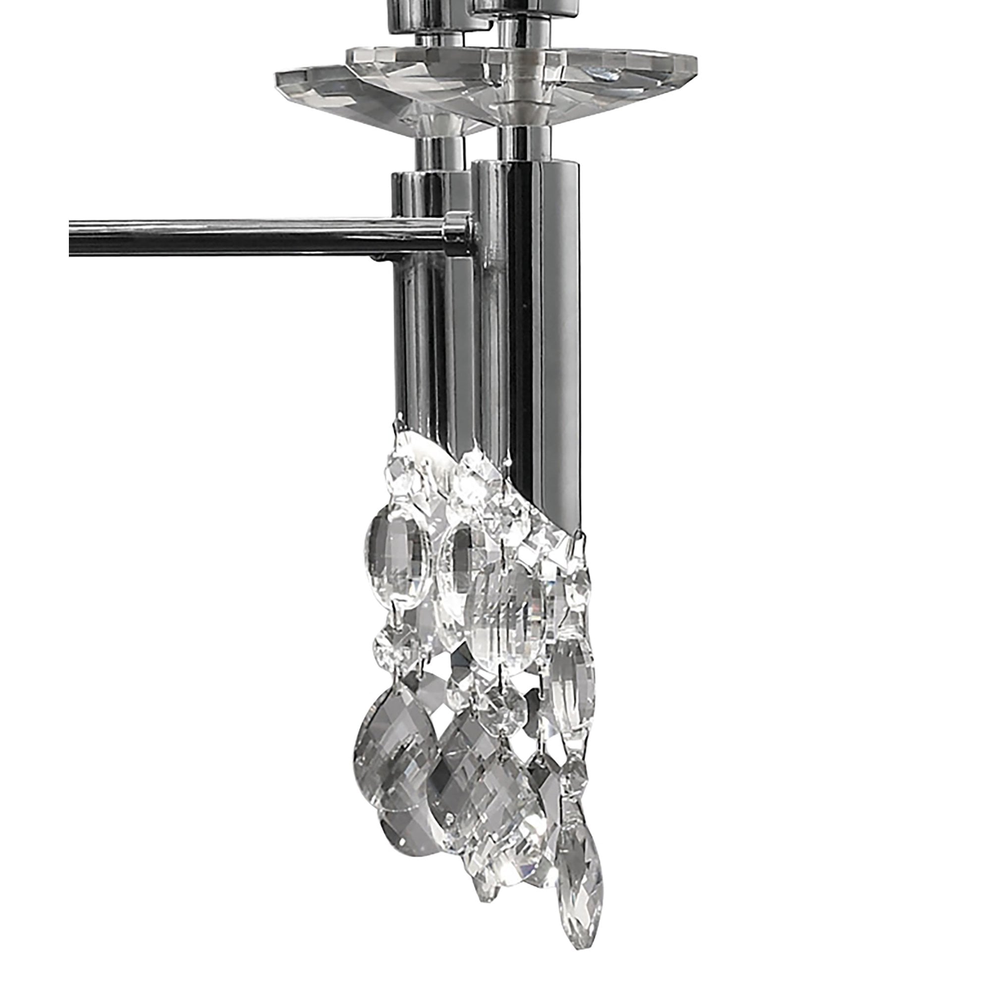 M3850/CS Tiffany Pendant 2 Tier 12+12 Light E14+G9 Polished Chrome Cream Shades & Clear Crystal