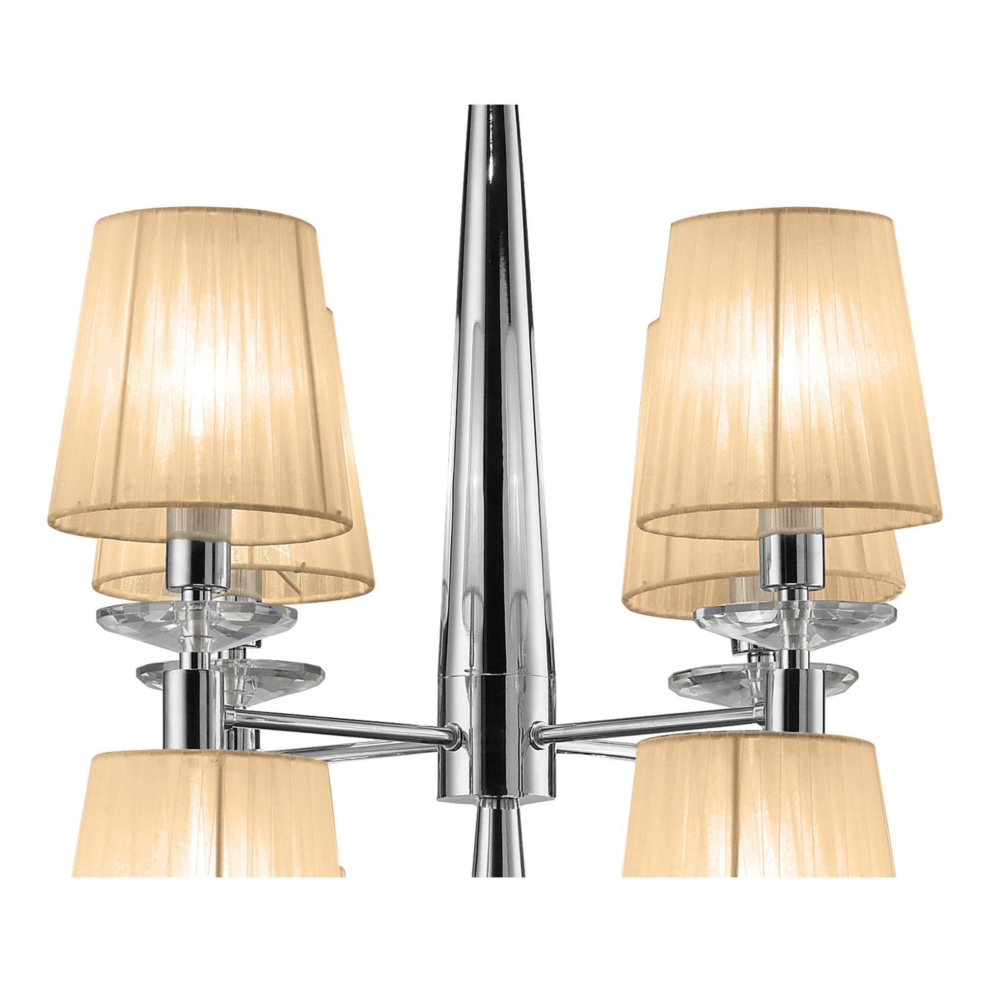 M3850/SBS Tiffany Pendant 2 Tier 12+12 Light E14+G9 Polished Chrome Soft Bronze Shades & Clear Crystal