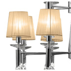 M3850/SBS Tiffany Pendant 2 Tier 12+12 Light E14+G9 Polished Chrome Soft Bronze Shades & Clear Crystal