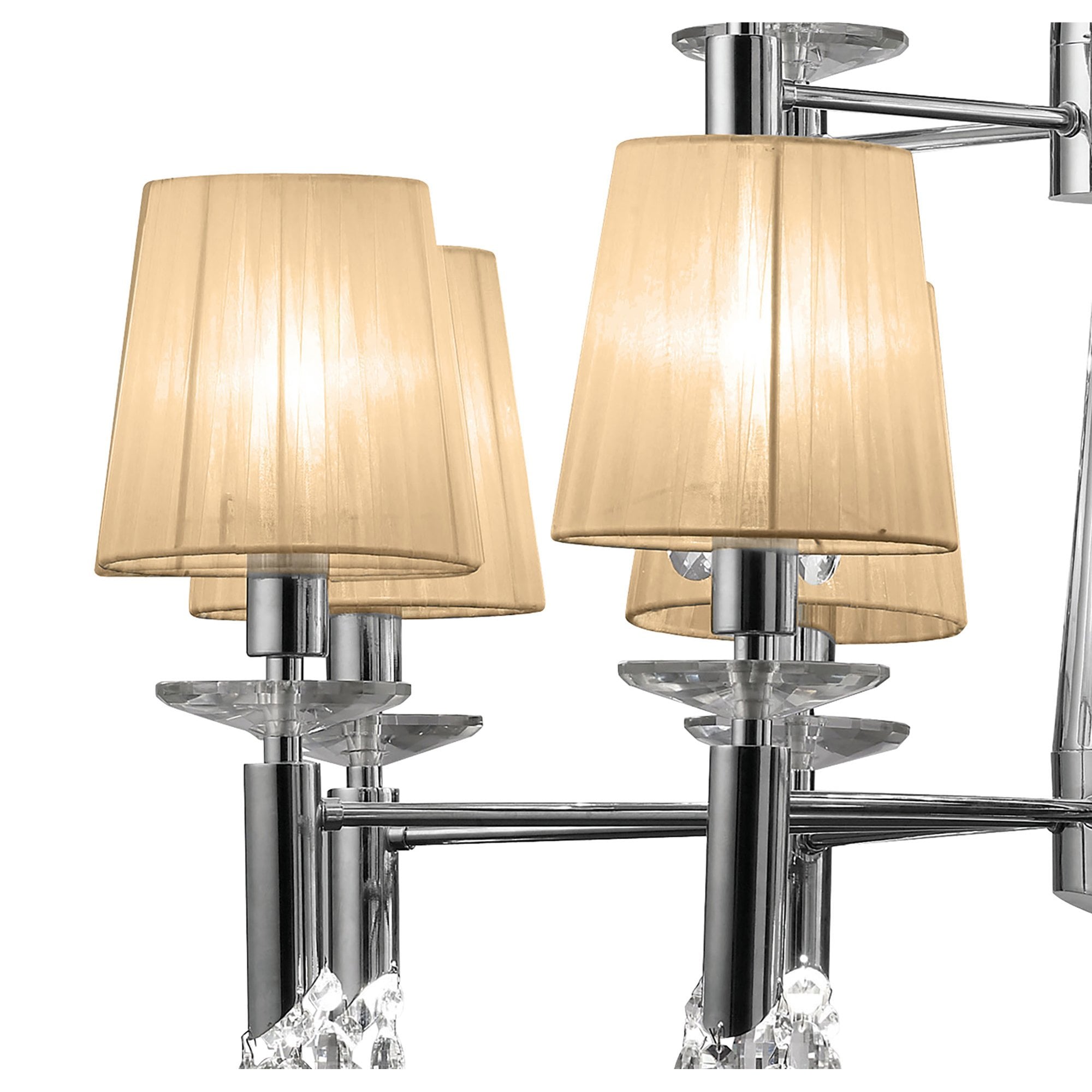 M3850/SBS Tiffany Pendant 2 Tier 12+12 Light E14+G9 Polished Chrome Soft Bronze Shades & Clear Crystal