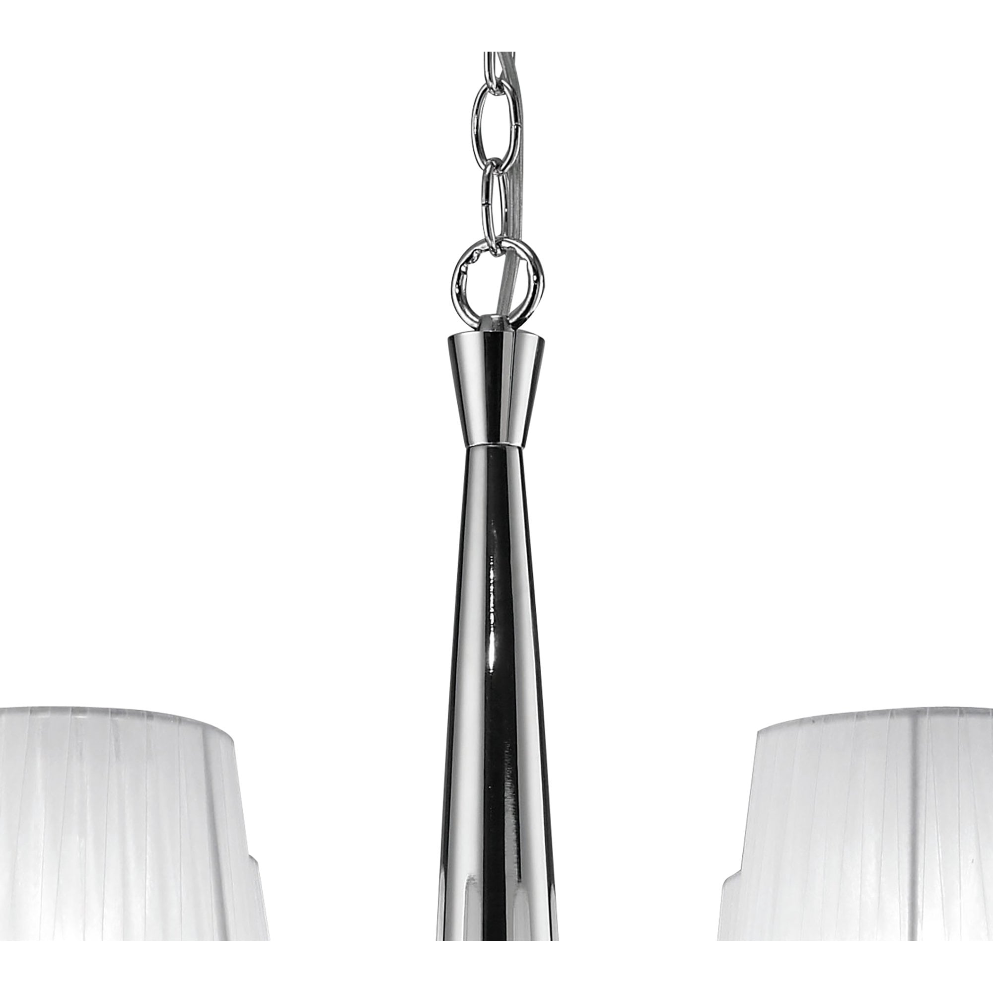 M3850 Tiffany Pendant 2 Tier 12+12 Light E14+G9 Polished Chrome White Shades & Clear Crystal