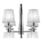 M3850 Tiffany Pendant 2 Tier 12+12 Light E14+G9 Polished Chrome White Shades & Clear Crystal