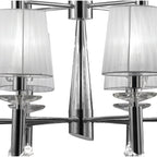 M3850 Tiffany Pendant 2 Tier 12+12 Light E14+G9 Polished Chrome White Shades & Clear Crystal
