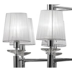 M3850 Tiffany Pendant 2 Tier 12+12 Light E14+G9 Polished Chrome White Shades & Clear Crystal