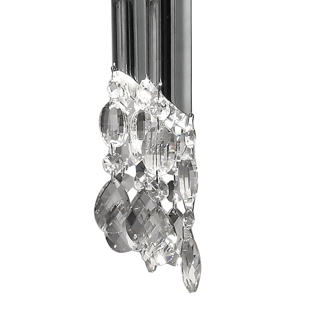 M3850 Tiffany Pendant 2 Tier 12+12 Light E14+G9 Polished Chrome White Shades & Clear Crystal