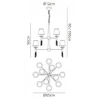 M3850FG Tiffany Pendant 2 Tier 12+12 Light E14+G9 French Gold Cream Shades & Clear Crystal