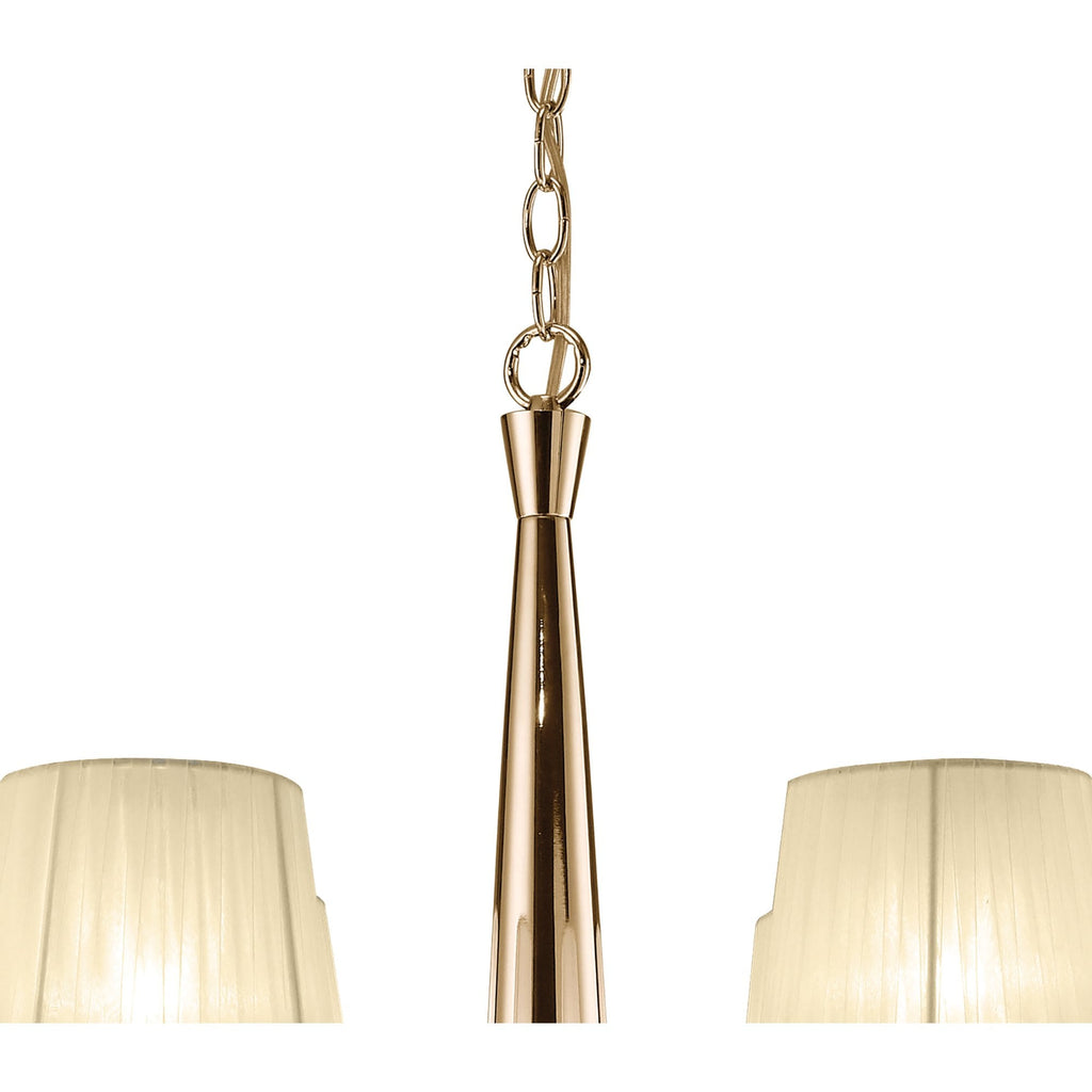 M3850FG Tiffany Pendant 2 Tier 12+12 Light E14+G9 French Gold Cream Shades & Clear Crystal