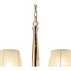 M3850FG Tiffany Pendant 2 Tier 12+12 Light E14+G9 French Gold Cream Shades & Clear Crystal