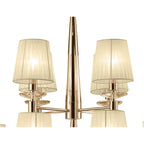 M3850FG Tiffany Pendant 2 Tier 12+12 Light E14+G9 French Gold Cream Shades & Clear Crystal