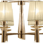 M3850FG Tiffany Pendant 2 Tier 12+12 Light E14+G9 French Gold Cream Shades & Clear Crystal
