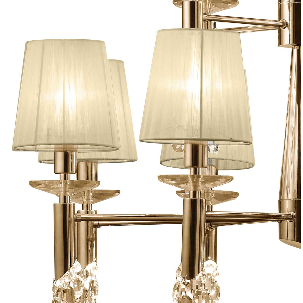 M3850FG Tiffany Pendant 2 Tier 12+12 Light E14+G9 French Gold Cream Shades & Clear Crystal