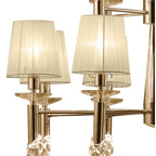 M3850FG Tiffany Pendant 2 Tier 12+12 Light E14+G9 French Gold Cream Shades & Clear Crystal