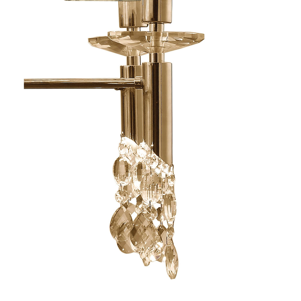 M3850FG Tiffany Pendant 2 Tier 12+12 Light E14+G9 French Gold Cream Shades & Clear Crystal
