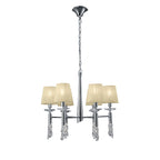 M3851/CS Tiffany Pendant 6+6 Light E14+G9 Polished Chrome Cream Shades & Clear Crystal