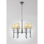 M3851/CS Tiffany Pendant 6+6 Light E14+G9 Polished Chrome Cream Shades & Clear Crystal