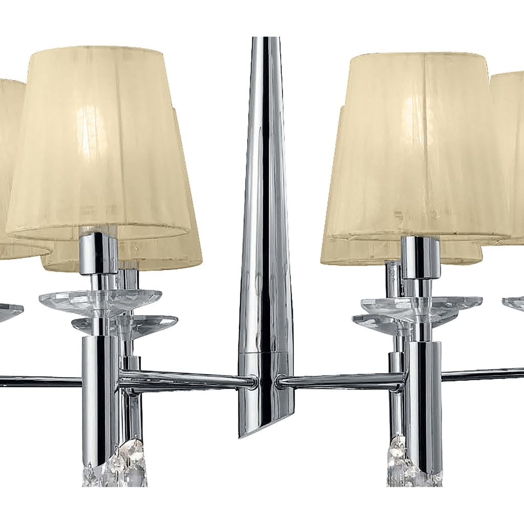 M3851/CS Tiffany Pendant 6+6 Light E14+G9 Polished Chrome Cream Shades & Clear Crystal
