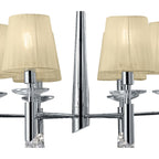 M3851/CS Tiffany Pendant 6+6 Light E14+G9 Polished Chrome Cream Shades & Clear Crystal