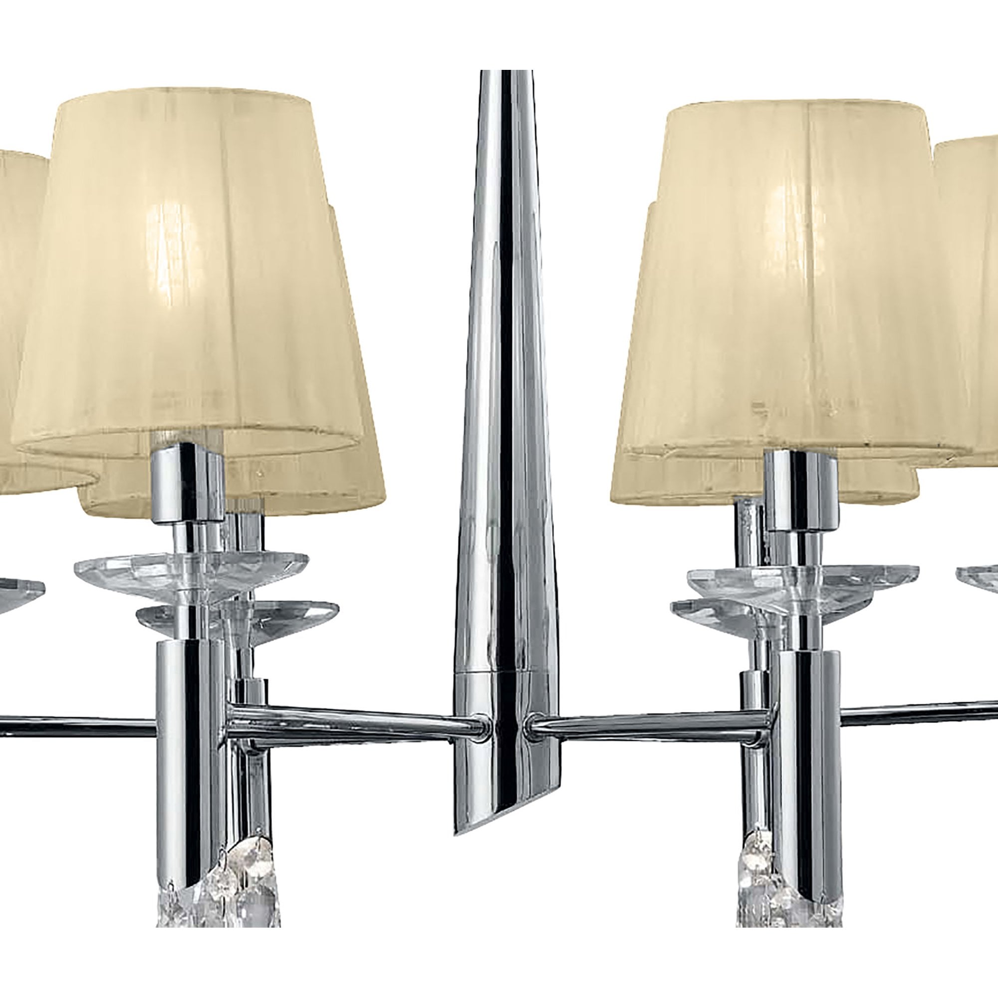 M3851/CS Tiffany Pendant 6+6 Light E14+G9 Polished Chrome Cream Shades & Clear Crystal