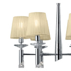 M3851/CS Tiffany Pendant 6+6 Light E14+G9 Polished Chrome Cream Shades & Clear Crystal