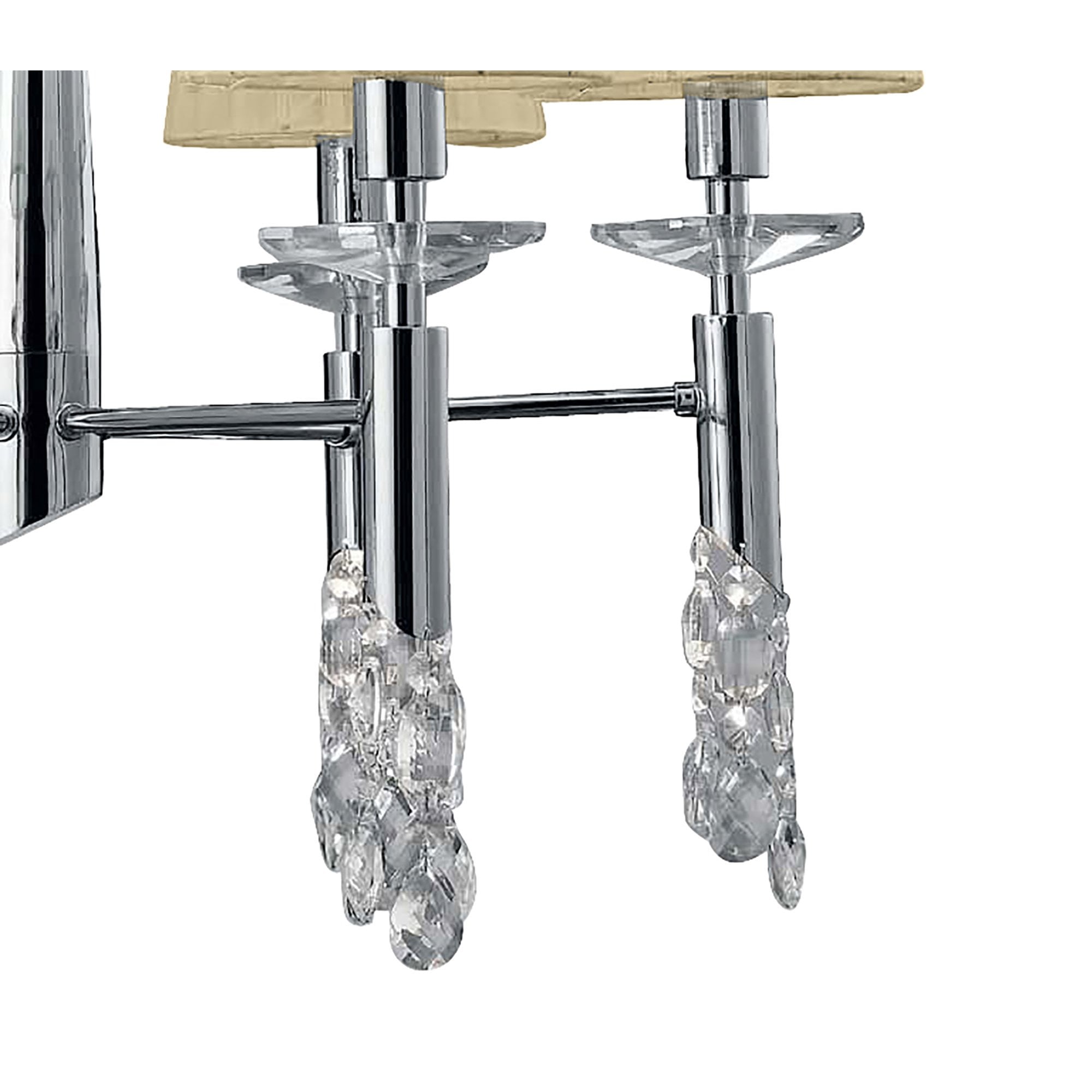 M3851/CS Tiffany Pendant 6+6 Light E14+G9 Polished Chrome Cream Shades & Clear Crystal