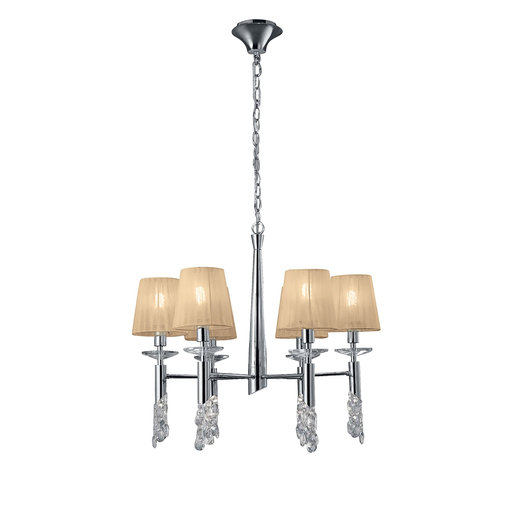 M3851/SBS Tiffany Pendant 6+6 Light E14+G9 Polished Chrome Soft Bronze Shades & Clear Crystal