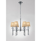 M3851/SBS Tiffany Pendant 6+6 Light E14+G9 Polished Chrome Soft Bronze Shades & Clear Crystal