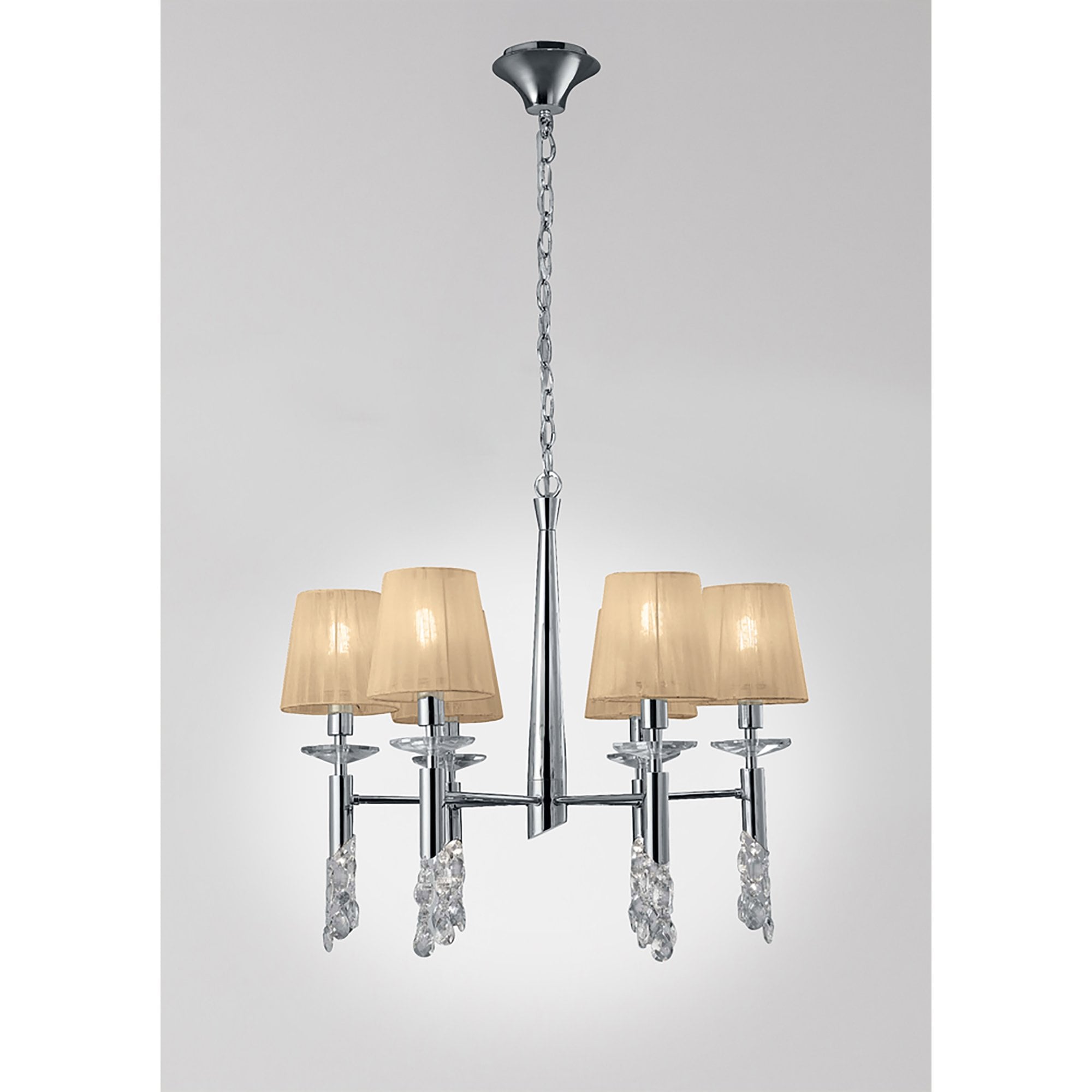 M3851/SBS Tiffany Pendant 6+6 Light E14+G9 Polished Chrome Soft Bronze Shades & Clear Crystal