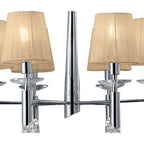 M3851/SBS Tiffany Pendant 6+6 Light E14+G9 Polished Chrome Soft Bronze Shades & Clear Crystal