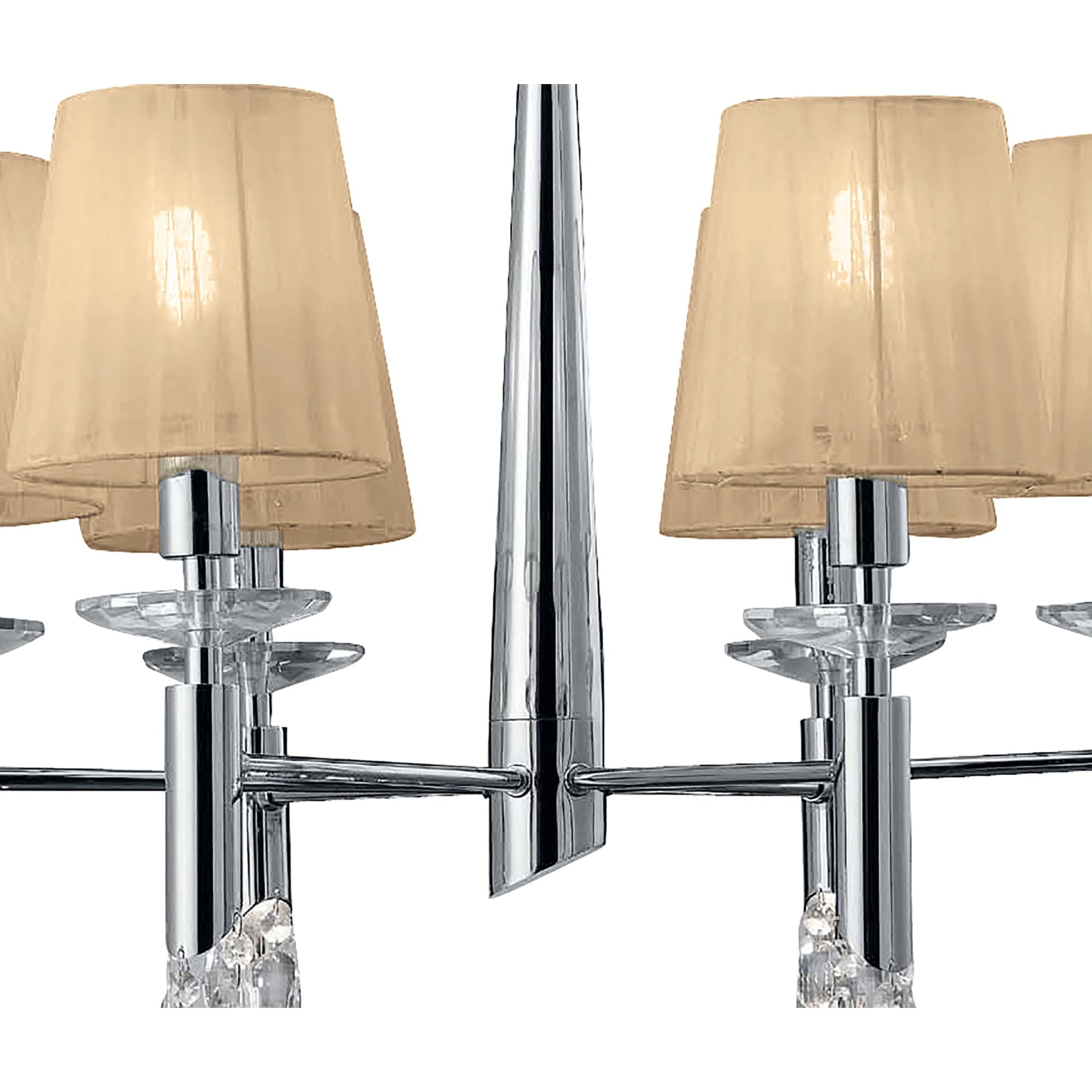 M3851/SBS Tiffany Pendant 6+6 Light E14+G9 Polished Chrome Soft Bronze Shades & Clear Crystal