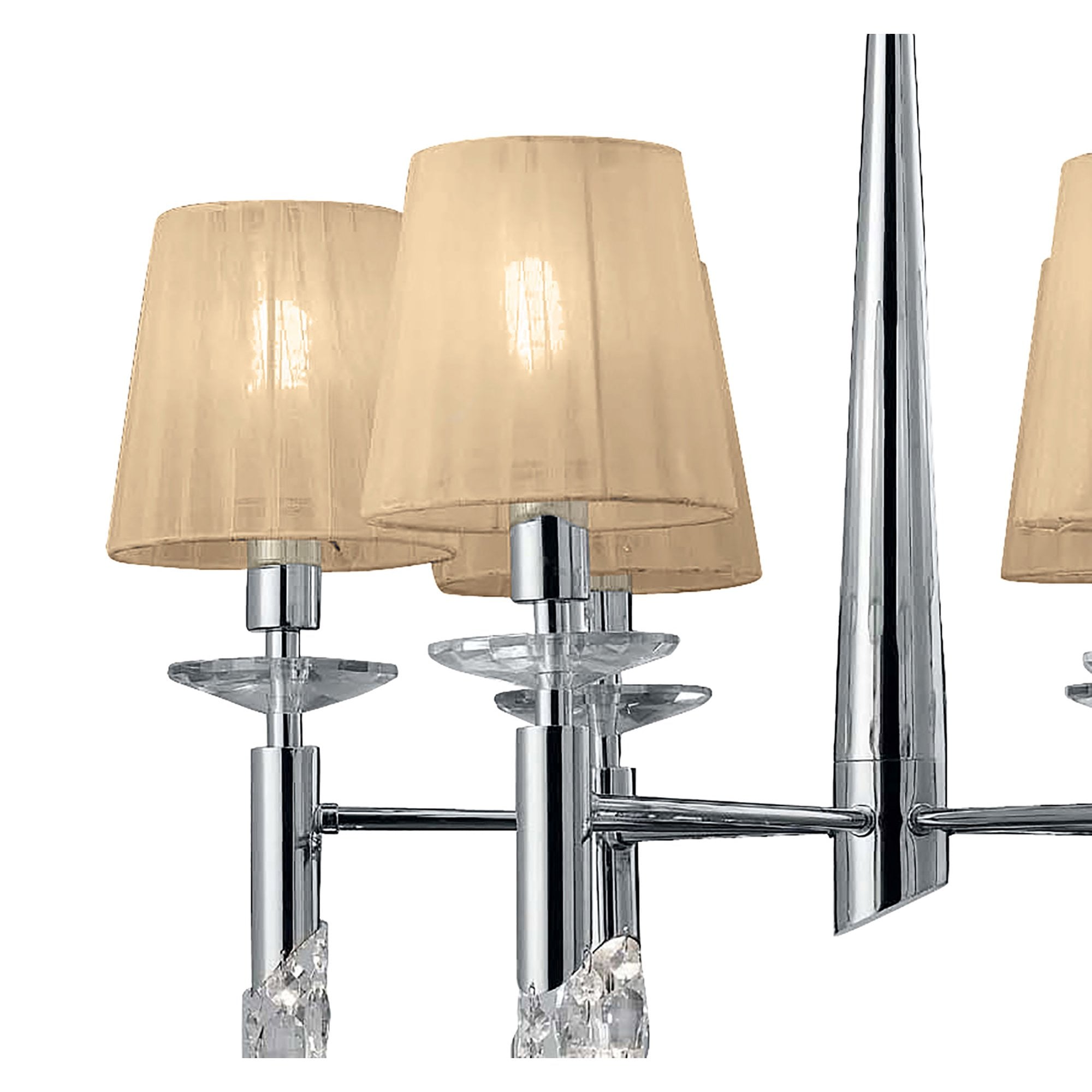 M3851/SBS Tiffany Pendant 6+6 Light E14+G9 Polished Chrome Soft Bronze Shades & Clear Crystal