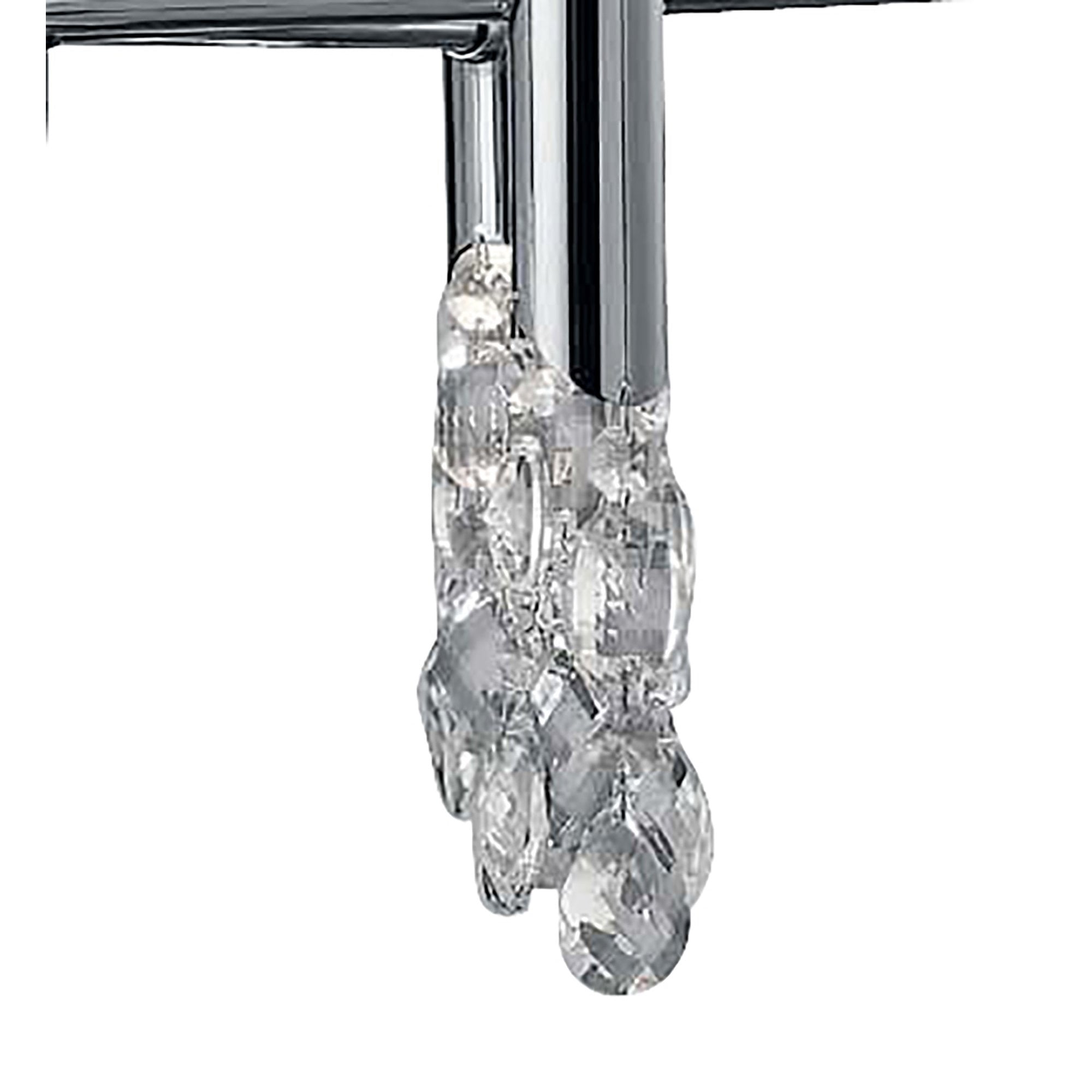 M3851/SBS Tiffany Pendant 6+6 Light E14+G9 Polished Chrome Soft Bronze Shades & Clear Crystal
