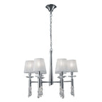 M3851 Tiffany Pendant 6+6 Light E14+G9 Polished Chrome White Shades & Clear Crystal